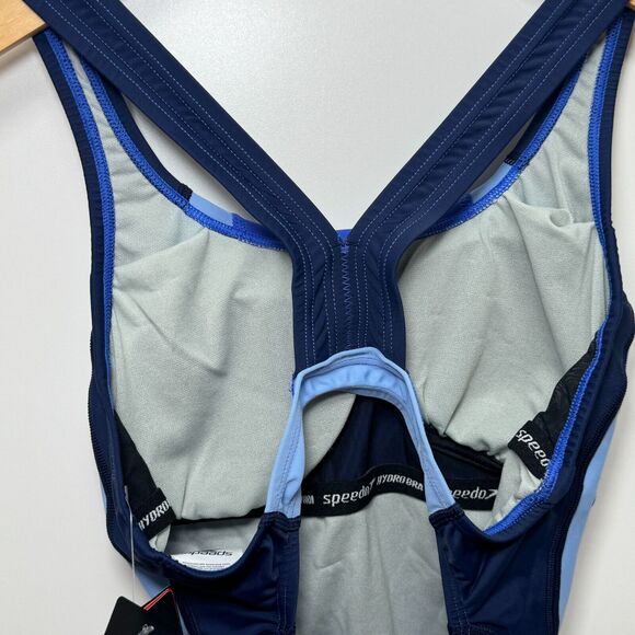 Speedo Womens Size 6 Hyper Blue‎ Racing Cut One-Piece Swimsuit HydroBra UPF 50+ - Picture 3 of 13